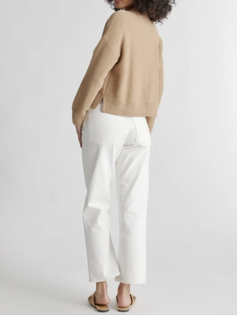 Quince Organic Cotton Camel Cropped Cardigan - Picture 5 of 16